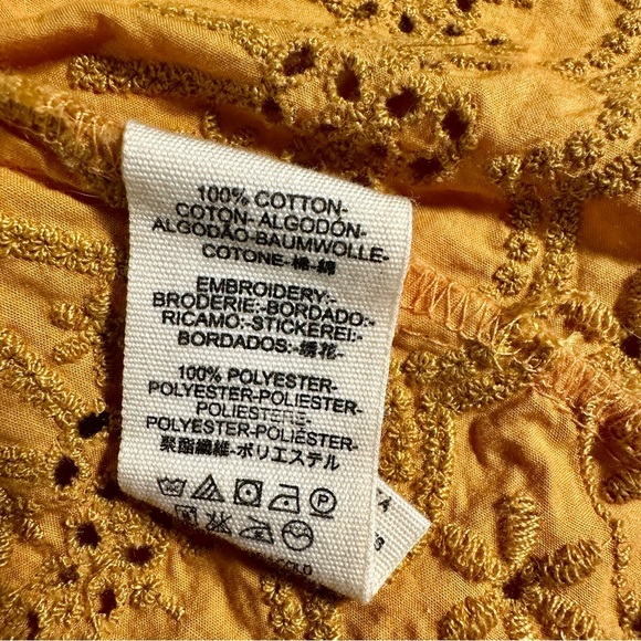 Free People ‘Merci Beaucoup’ Eyelet Top in Golden Yellow Size Medium - Picture 9 of 16
